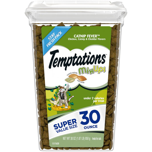 Temptations MixUps Catnip Fever Flavor Crunchy and Soft Cat Treats 30 oz. Tub